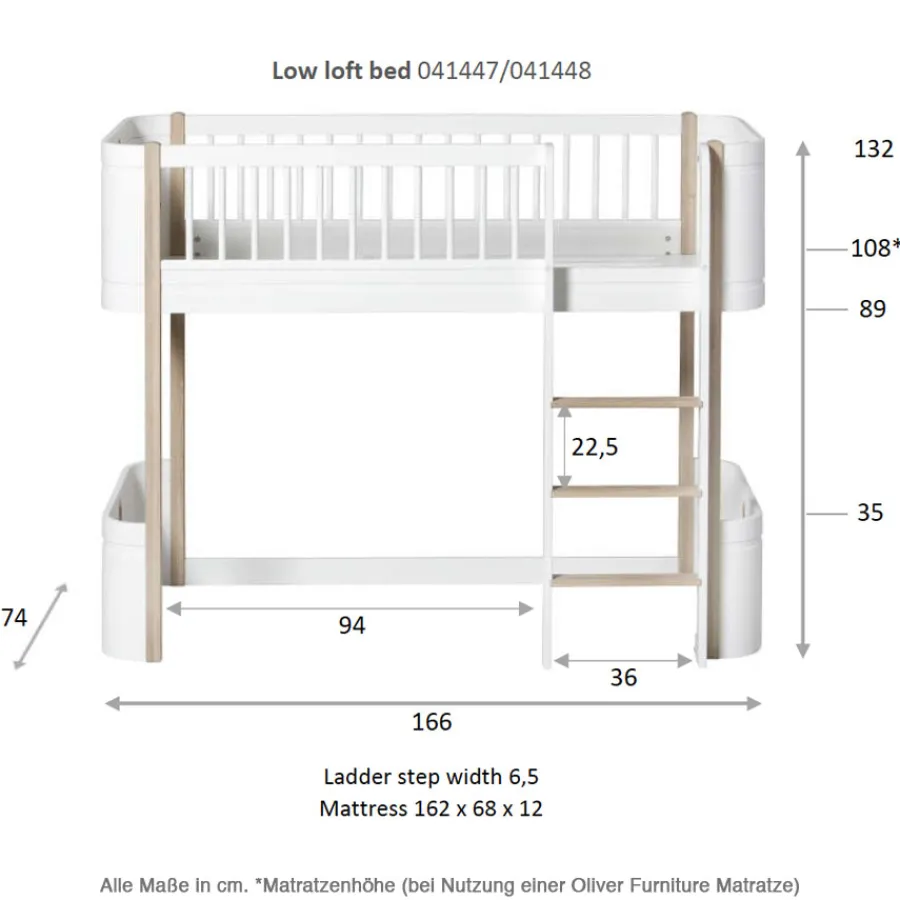 Oliver Furniture halbhohes Hochbett Wood Mini+ Weiß Hot