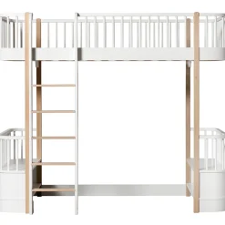 Oliver Furniture Hochbett Wood Original Weiß/Eiche - Leiter vorne Hot