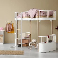 Oliver Furniture Hochbett Wood Original Weiß/Eiche - Leiter vorne Hot