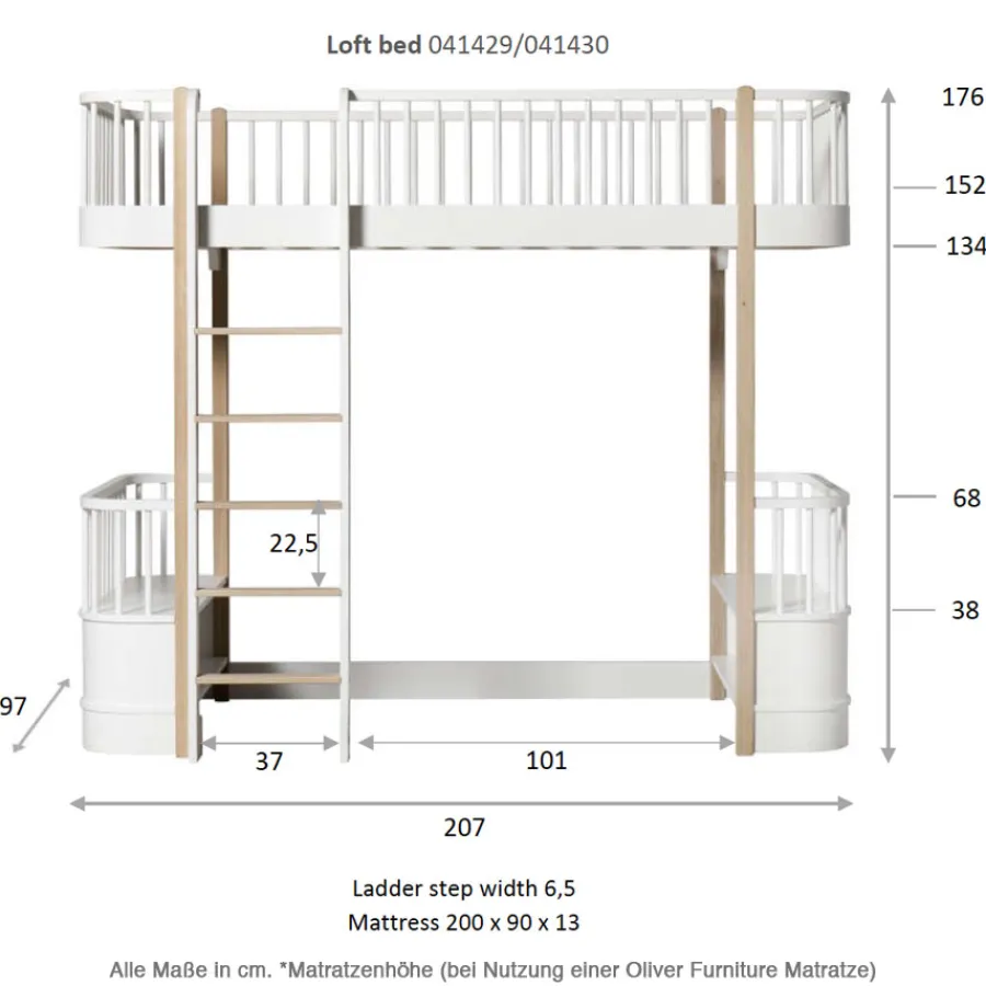 Oliver Furniture Hochbett Wood Original Weiß - Leiter vorne Hot