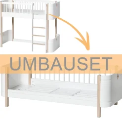 Oliver Furniture Umbauset Wood Mini+ halbhohes Hochbett zum Juniorbett Weiß/Eiche Fashion
