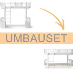 Oliver Furniture Umbauset Wood Original Hochbett zum halbhohen Etagenbett weiß Outlet