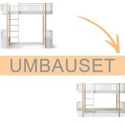 Oliver Furniture Umbauset Wood Original Hochbett zum halbhohen Etagenbett weiß/Eiche Discount