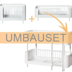Oliver Furniture Umbauset Wood Mini+ Basic und Geschwisterset zum halbhohen Etagenbett Weiß Discount