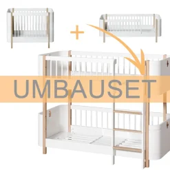 Oliver Furniture Umbauset Wood Mini+ Basic und Geschwisterset zum halbhohen Etagenbett Weiß/Eiche Fashion