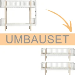 Oliver Furniture Umbauset Wood Original Etagenbett Leiter am Kopfteil zu 2 Bettsofas, Weiß/Eiche Best