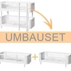 Oliver Furniture Umbauset Wood Mini+ halbhohes Etagenbett zu 2 Juniorbetten Weiß Hot