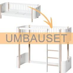 Oliver Furniture Umbauset Wood Mini+ Juniorbett zum halbhohen Hochbett Weiß/Eiche Best