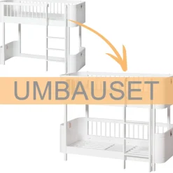 Oliver Furniture Umbauset Wood Mini+ halbhohes Hochbett zum halbhohen Etagenbett Weiß Best