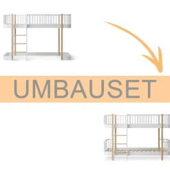 Oliver Furniture Umbauset Wood Original halbhohes Hochbett 138 cm zum halbhohen Etagenbett weiß/Eiche Fashion