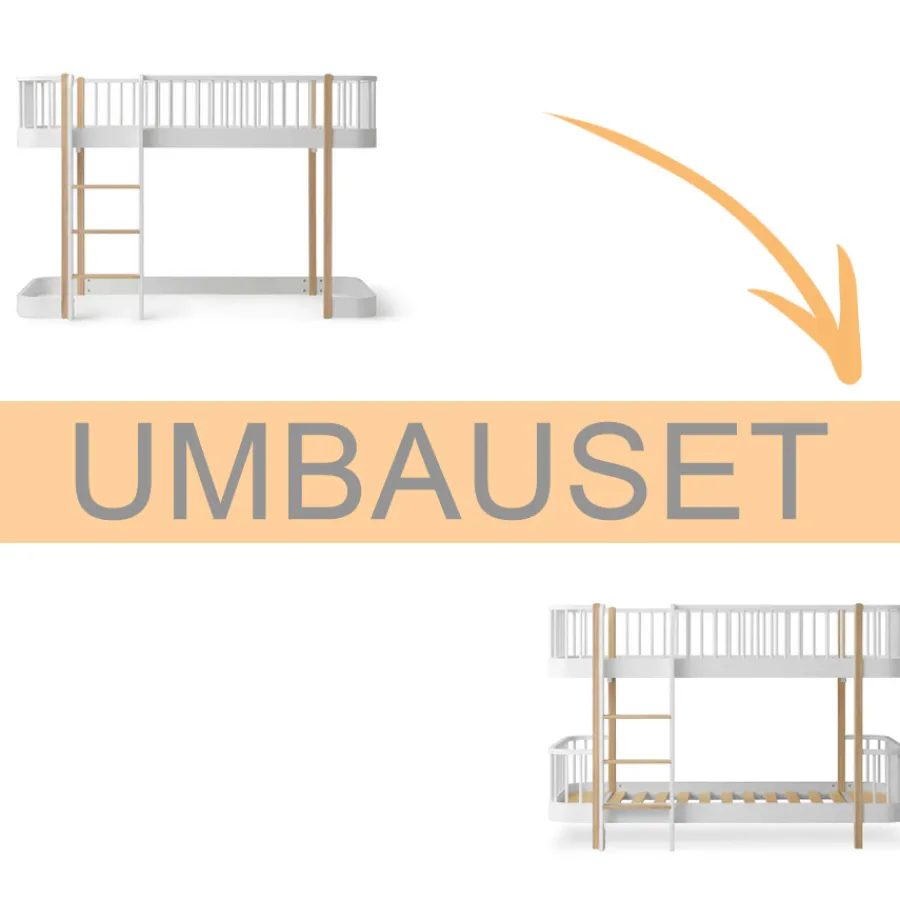 Oliver Furniture Umbauset Wood Original halbhohes Hochbett 138 cm zum halbhohen Etagenbett weiß/Eiche Fashion
