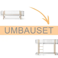 Oliver Furniture Umbauset Wood Original Bettsofa zum halbhohen Hochbett 138 cm weiß/Eiche Hot