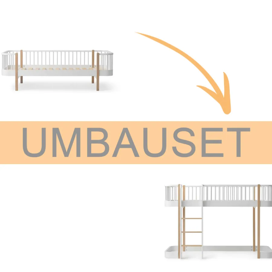 Oliver Furniture Umbauset Wood Original Bettsofa zum halbhohen Hochbett 138 cm weiß/Eiche Hot