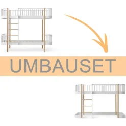 Oliver Furniture Umbauset Wood Original Etagenbett zum halbhohen Hochbett 138 cm weiß/Eiche Sale