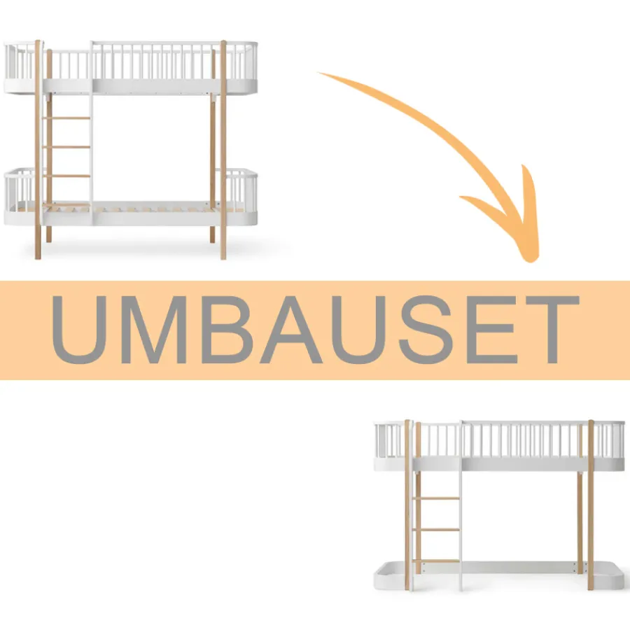 Oliver Furniture Umbauset Wood Original Etagenbett zum halbhohen Hochbett 138 cm weiß/Eiche Sale