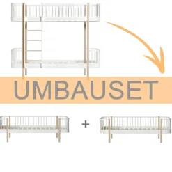 Oliver Furniture Umbauset Wood Original Etagenbett zu 2 Bettsofas Weiß/Eiche New