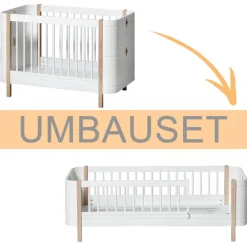 Oliver Furniture Umbauset Wood Mini+ Babybett zum Juniorbett Weiß/Eiche Fashion