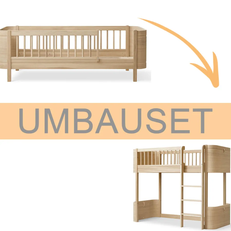 Oliver Furniture Umbauset Wood Mini+ Juniorbett zum halbhohen Hochbett Eiche Fashion