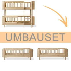 Oliver Furniture Umbauset Wood Mini+ halbhohes Etagenbett zu 2 Juniorbetten Eiche Outlet