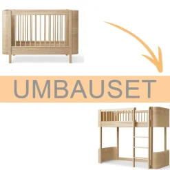 Oliver Furniture Umbauset Wood Mini+ Babybett inkl. Umbauset Juniorbett zum halbhohen Hochbett Eiche Fashion