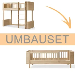 Oliver Furniture Umbauset Wood Mini+ halbhohes Hochbett zum Juniorbett Eiche Outlet