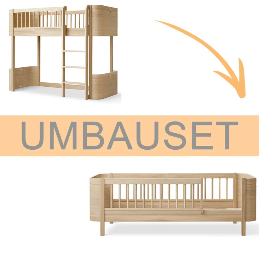 Oliver Furniture Umbauset Wood Mini+ halbhohes Hochbett zum Juniorbett Eiche Outlet