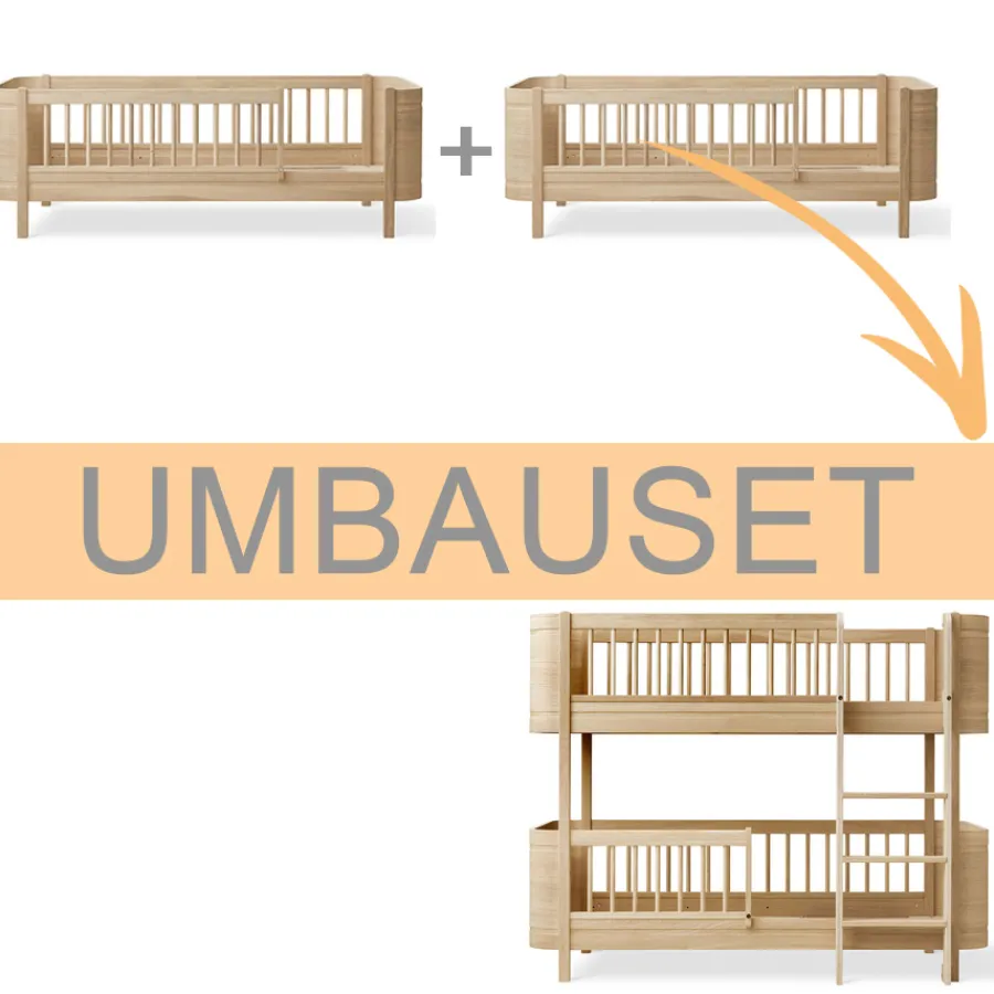 Oliver Furniture Umbauset Wood Mini+ 2 Juniorbetten zum halbhohen Etagenbett Eiche Online