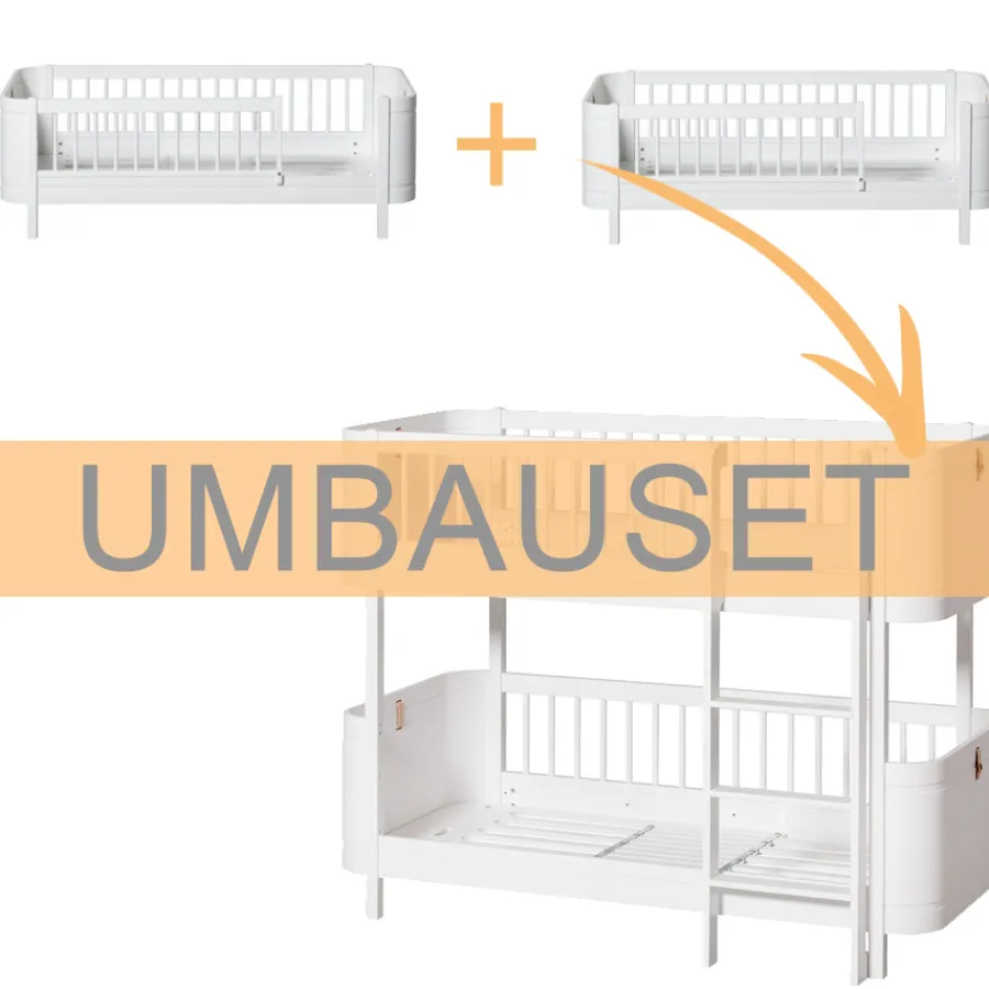 Oliver Furniture Umbauset Wood Mini+ 2 Juniorbetten zum halbhohen Etagenbett Weiß Sale