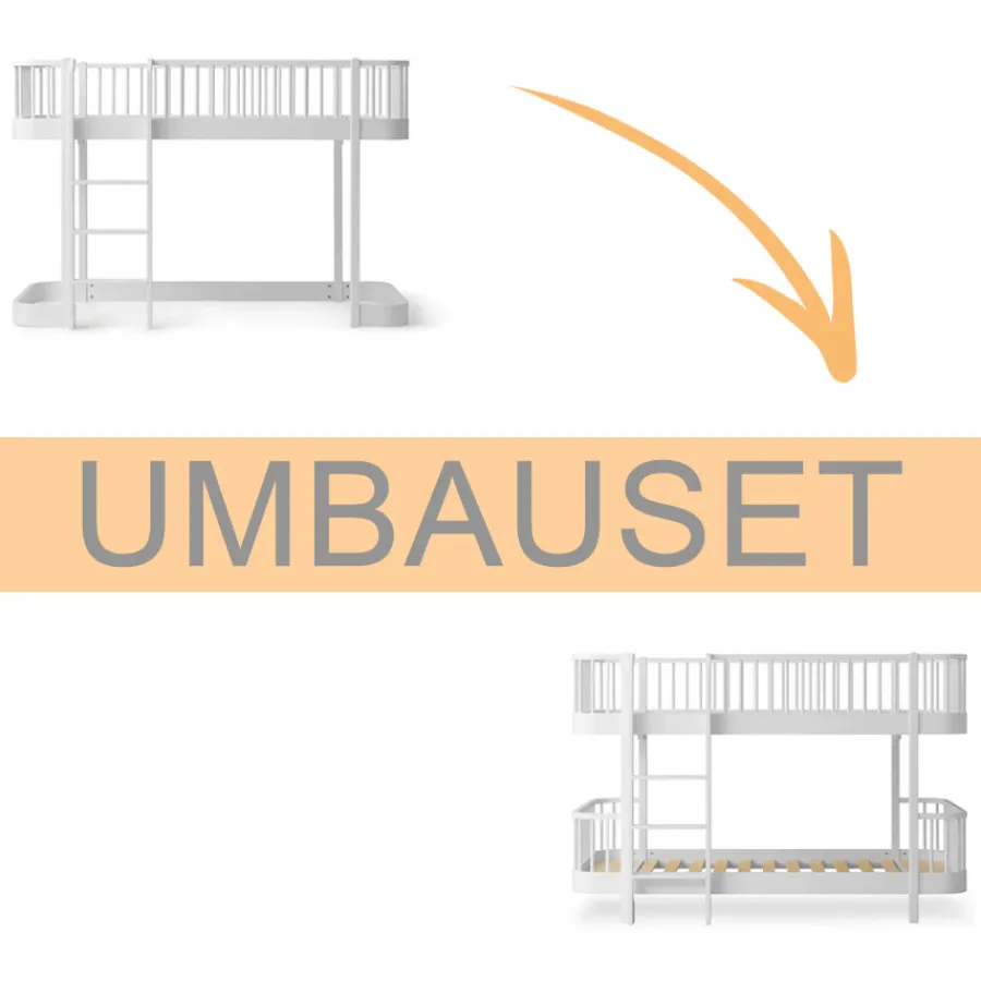 Oliver Furniture Umbauset Wood Original halbhohes Hochbett 138 cm zum halbhohen Etagenbett weiß Hot