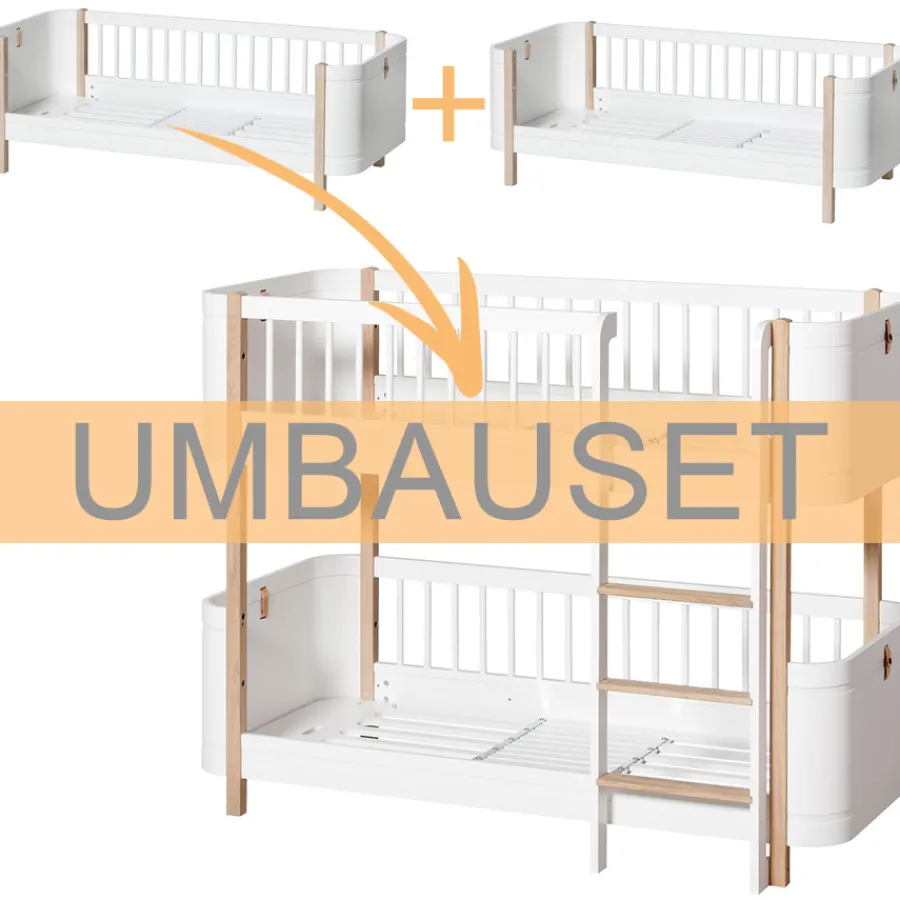 Oliver Furniture Umbauset Wood Mini+ 2 Juniorbetten zum halbhohen Etagenbett Weiß/Eiche Online