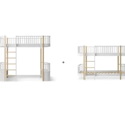 Oliver Furniture Umbauset Wood Original Hochbett zum halbhohen Etagenbett weiß/Eiche Discount