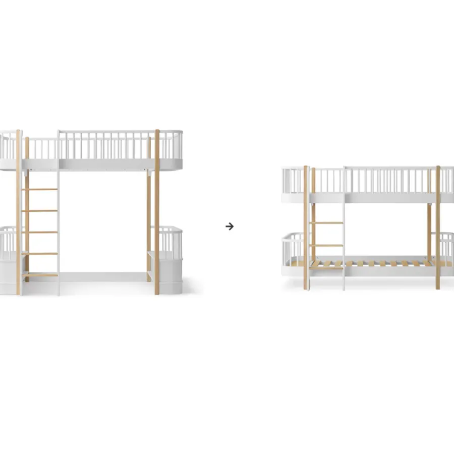 Oliver Furniture Umbauset Wood Original Hochbett zum halbhohen Etagenbett weiß/Eiche Discount