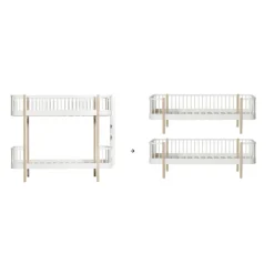 Oliver Furniture Umbauset Wood Original Etagenbett Leiter am Kopfteil zu 2 Bettsofas, Weiß/Eiche Best