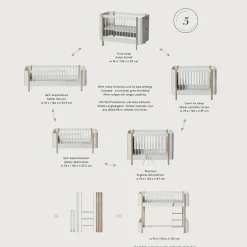 Oliver Furniture Umbauset für Baby- und Kinderbett Wood Mini+ zum halbhohen Hochbett Weiß/Eiche Fashion