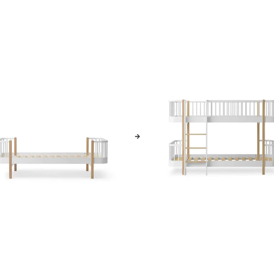 Oliver Furniture Umbauset Wood Original Einzelbett zum halbhohen Etagenbett weiß/Eiche Discount