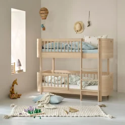 Oliver Furniture Umbauset Wood Mini+ Babybett inkl. Umbauset Juniorbett und Geschwisterset zum halbhohen Etagenbett Eiche Outlet