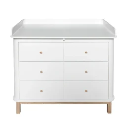 Oliver Furniture Wood Große Wickelplatte für Kommode 6 Schubladen Weiß Clearance