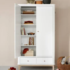 Oliver Furniture Wood Kleiderschrank 2-Türig Weiß/Eiche Best