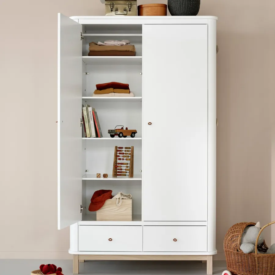 Oliver Furniture Wood Kleiderschrank 2-Türig Weiß/Eiche Best