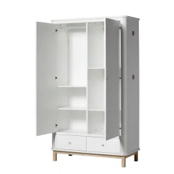 Oliver Furniture Wood Kleiderschrank 2-Türig Weiß/Eiche Best