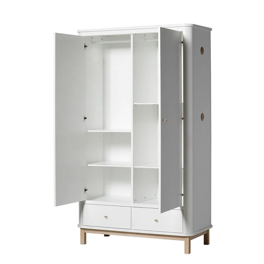 Oliver Furniture Wood Kleiderschrank 2-Türig Weiß/Eiche Best