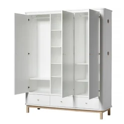 Oliver Furniture Wood Kleiderschrank 3-Türig Weiß/Eiche Hot