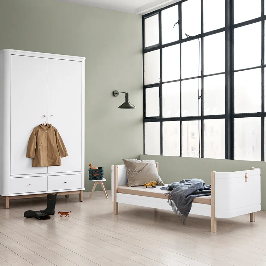 Oliver Furniture Wood Kleiderschrank 2-Türig Weiß/Eiche Best