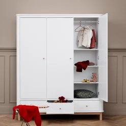 Oliver Furniture Wood Kleiderschrank 3-Türig Weiß/Eiche Hot