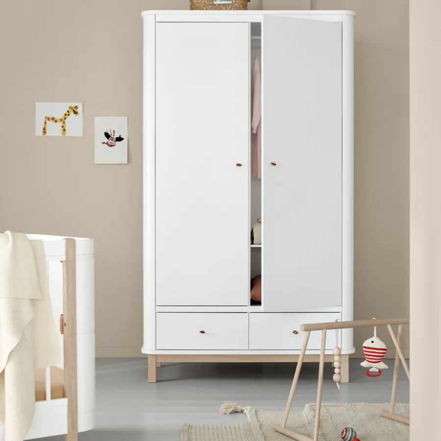 Oliver Furniture Wood Kleiderschrank 2-Türig Weiß/Eiche Best