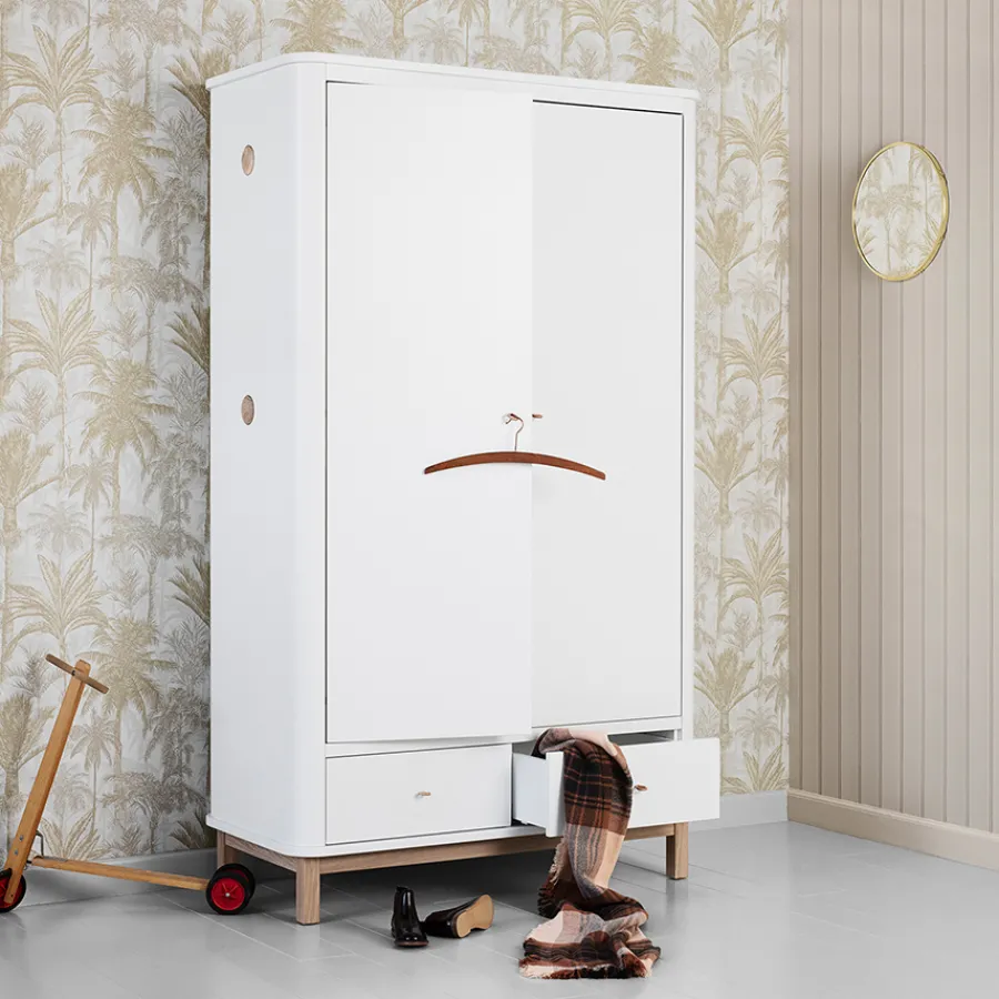 Oliver Furniture Wood Kleiderschrank 2-Türig Weiß/Eiche Best