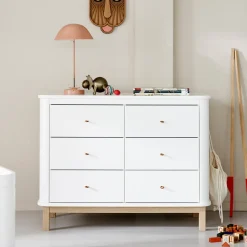 Oliver Furniture Wood Kommode 6 Schubladen Weiß/Eiche Online