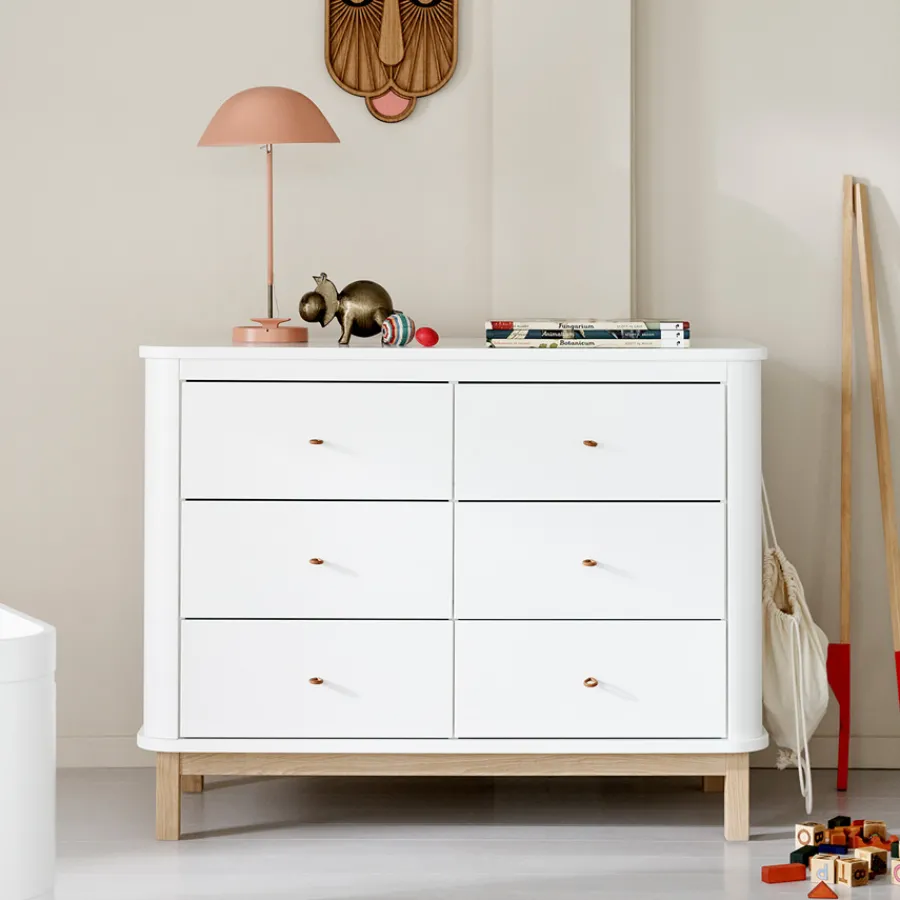Oliver Furniture Wood Kommode 6 Schubladen Weiß/Eiche Online