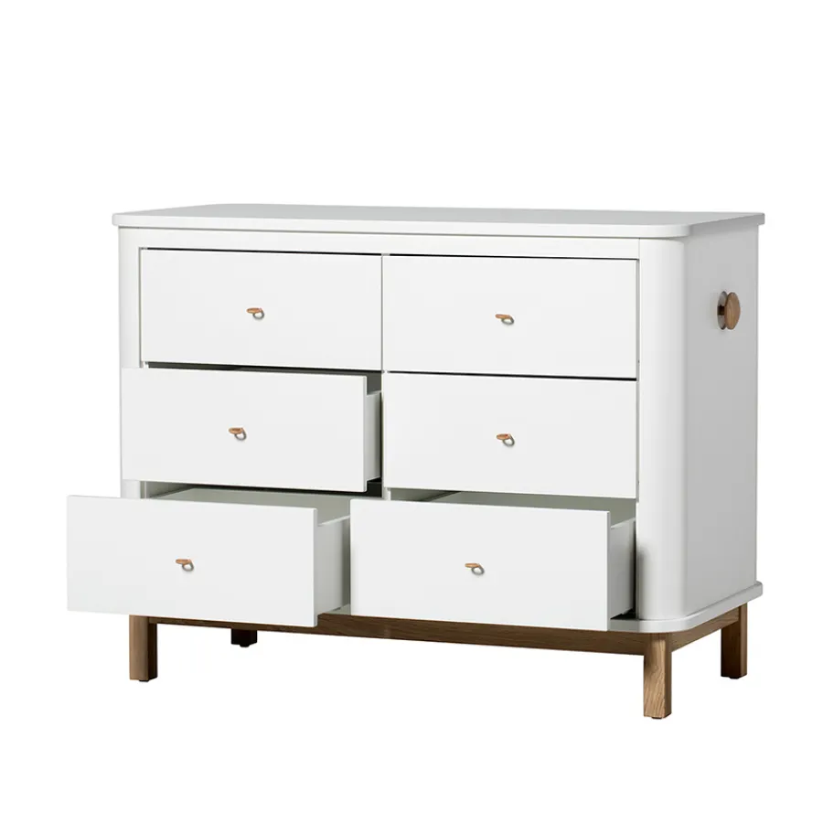 Oliver Furniture Wood Kommode 6 Schubladen Weiß/Eiche Online
