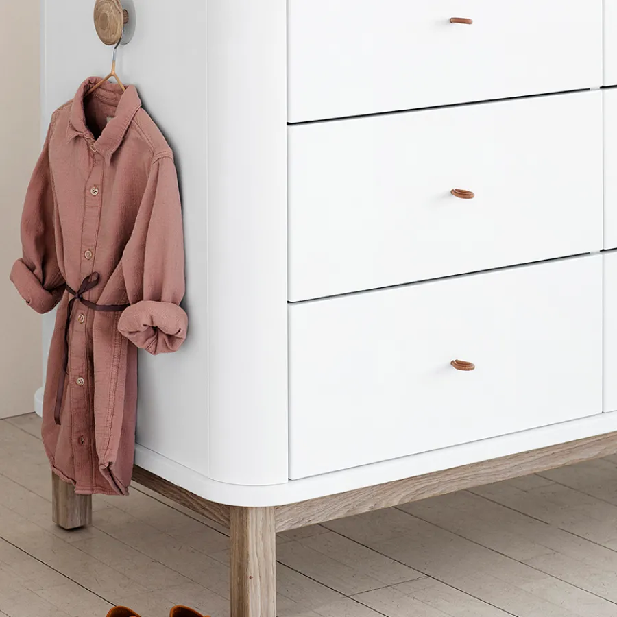 Oliver Furniture Wood Kommode 6 Schubladen Weiß/Eiche Online